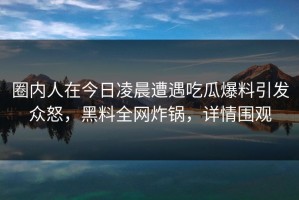 圈内人在今日凌晨遭遇吃瓜爆料引发众怒，黑料全网炸锅，详情围观