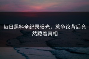 每日黑料全纪录曝光，惹争议背后竟然藏着真相