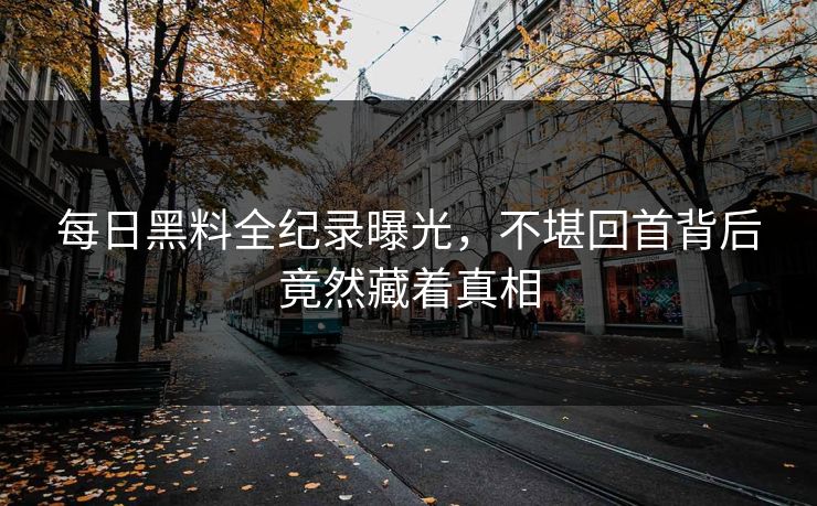 每日黑料全纪录曝光，不堪回首背后竟然藏着真相