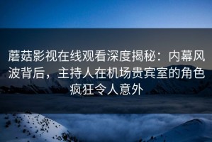 蘑菇影视在线观看深度揭秘：内幕风波背后，主持人在机场贵宾室的角色疯狂令人意外