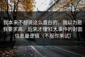 我本来不想说这么直白的，我以为是我要求高，后来才懂91大事件的封面信息量逻辑（不服你来试）