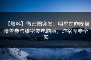 【爆料】微密圈突发：明星在昨晚被曝曾参与维密友电脑版，炸锅席卷全网