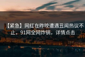 【紧急】网红在昨晚遭遇丑闻热议不止，91网全网炸锅，详情点击