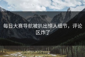 每日大赛导航被扒出惊人细节，评论区炸了