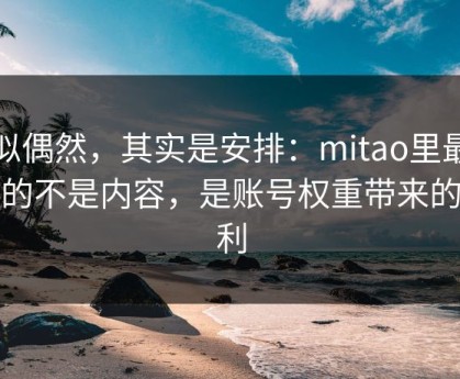看似偶然，其实是安排：mitao里最值钱的不是内容，是账号权重带来的复利