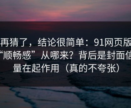 别再猜了，结论很简单：91网页版的“顺畅感”从哪来？背后是封面信息量在起作用（真的不夸张）