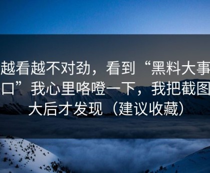 我越看越不对劲，看到“黑料大事记入口”我心里咯噔一下，我把截图放大后才发现（建议收藏）