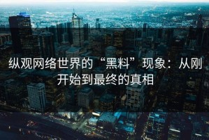 纵观网络世界的“黑料”现象：从刚开始到最终的真相