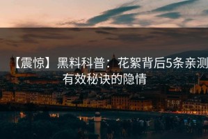 【震惊】黑料科普：花絮背后5条亲测有效秘诀的隐情