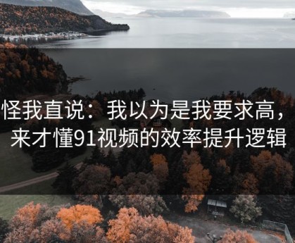 别怪我直说：我以为是我要求高，后来才懂91视频的效率提升逻辑