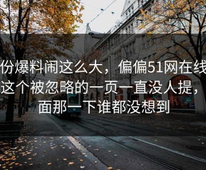 这份爆料闹这么大，偏偏51网在线观看这个被忽略的一页一直没人提，后面那一下谁都没想到
