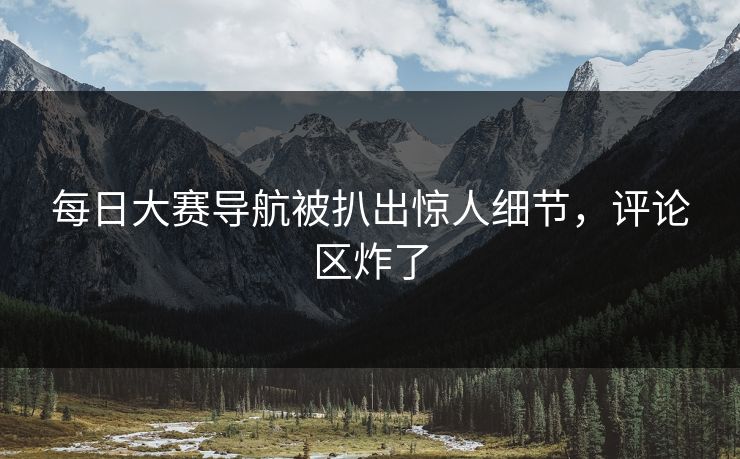 每日大赛导航被扒出惊人细节，评论区炸了