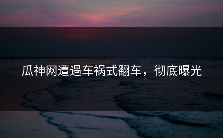 瓜神网遭遇车祸式翻车，彻底曝光