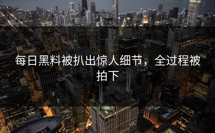 每日黑料被扒出惊人细节，全过程被拍下