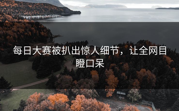 每日大赛被扒出惊人细节，让全网目瞪口呆