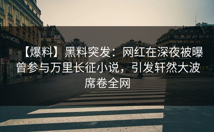 【爆料】黑料突发：网红在深夜被曝曾参与万里长征小说，引发轩然大波席卷全网