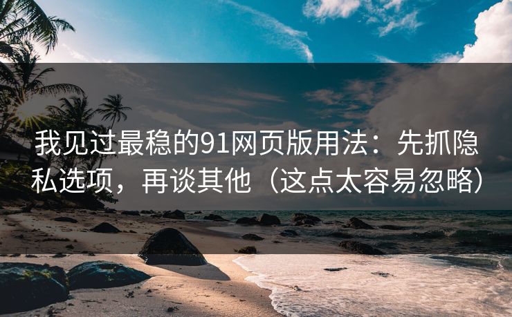 我见过最稳的91网页版用法：先抓隐私选项，再谈其他（这点太容易忽略）