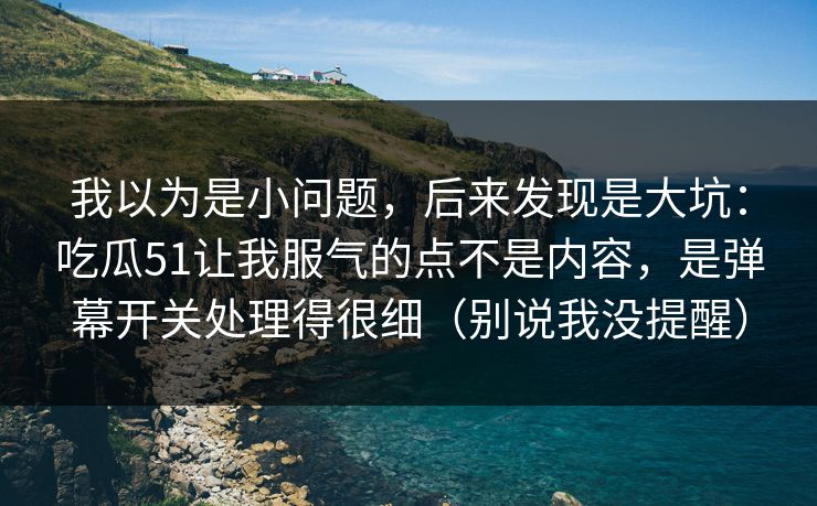 我以为是小问题，后来发现是大坑：吃瓜51让我服气的点不是内容，是弹幕开关处理得很细（别说我没提醒）